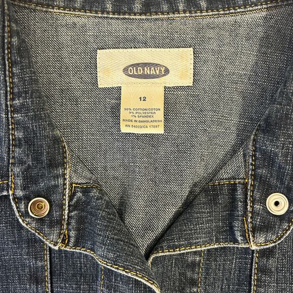 Vintage OLD NAVY Sz 12 Y2K Jean Dress Snap Front Brest Pockets Spandex Denim - Picture 5 of 8